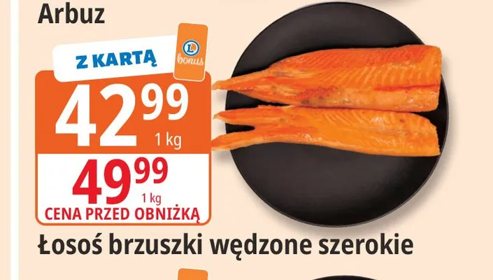 Łosoś brzuszki wędzone szerokie promocja w Leclerc
