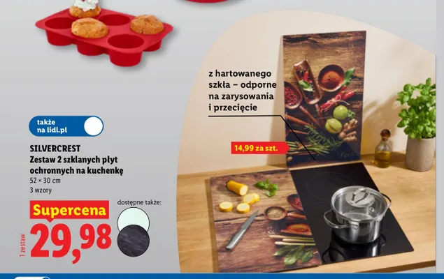 Zestaw 2 szklanych płyt ochronnych na kuchenkę 52x30 cm Silvercrest promocja w Lidl