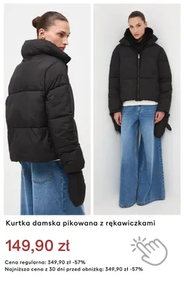 Kurtka damska pikowana z rękawiczkami promocja w Medicine