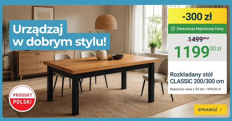 Rozkładany stół CLASSIC promocja w ERLI