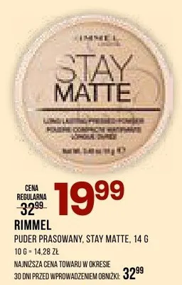 Puder prasowany Rimmel Stay Matte promocja w Drogerie Natura
