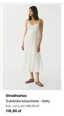 Sukienka koszulowa Stradivarius biały promocja w Lounge by Zalando