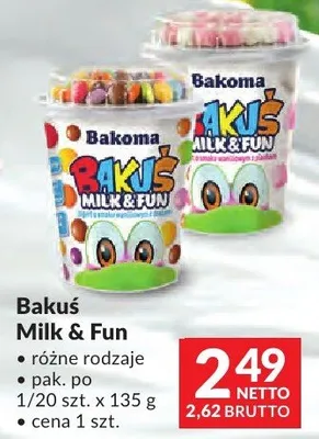 Serek Bakuś Milk & Fun Bakoma różne rodzaje promocja w Makro
