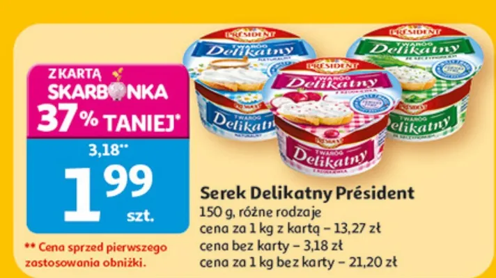 Serek Delikatny Président, różne rodzaje promocja w Auchan