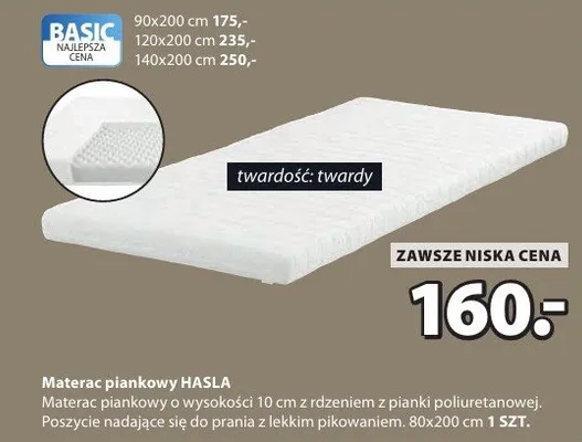 Materac piankowy HASLA promocja w Jysk