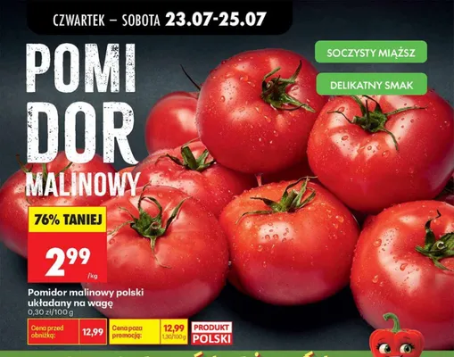 Pomidor malinowy polski układany na wagę promocja w Biedronka