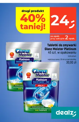 Tabletki do zmywarki Glanz Meister Platinum promocja w Dealz
