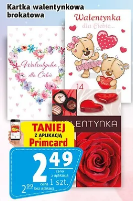 Kartka walentynkowa brokatowa promocja w Prim Market