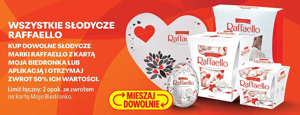 Wszystkie słodycze Raffaello promocja w Biedronka