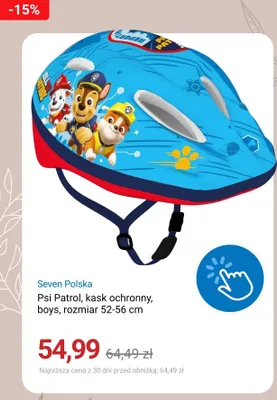 Kask ochronny Seven Polska Psi Patrol boys rozmiar 52-56 cm promocja w Smyk