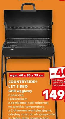 Grill węglowy z pokrywą i palenikiem z powłokanej stali odpornej na wysokie temperatury, z 2 otworami wentylacyjnymi, odrebny ruszt do podgrzewania w ciepłe, duża powierzchnia do grillowania promocja w Kaufland