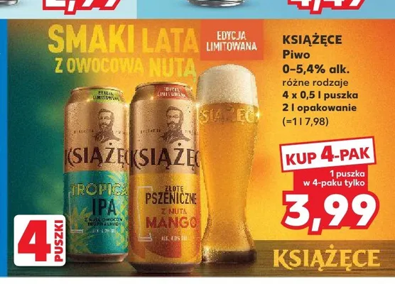 Piwo Książęce Złote Pszeniczne 4-pak 500 ml promocja w Kaufland