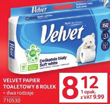 Papier toaletowy Velvet 8 rolek promocja w Selgros