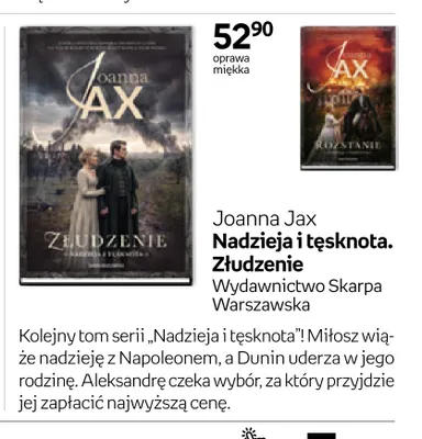 Książka Nadzieja i tęsknota. Złudzenie Joanna Jax promocja w Empik