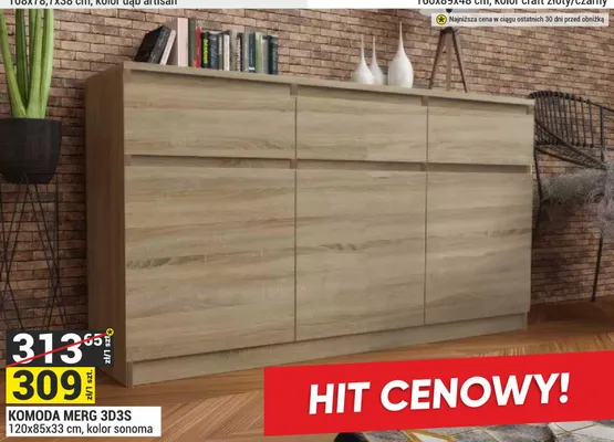 Komoda Merg 3D3S promocja w Merkury Market