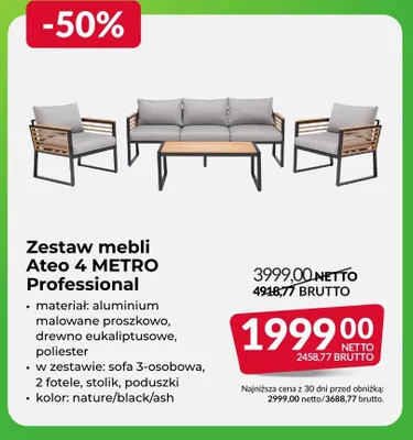 Zestaw mebli ogrodowych Ateo 4 METRO Professional promocja w Makro