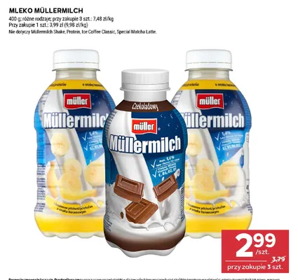 Mleko smakowe Müllermilch o smaku bananowym promocja w Stokrotka