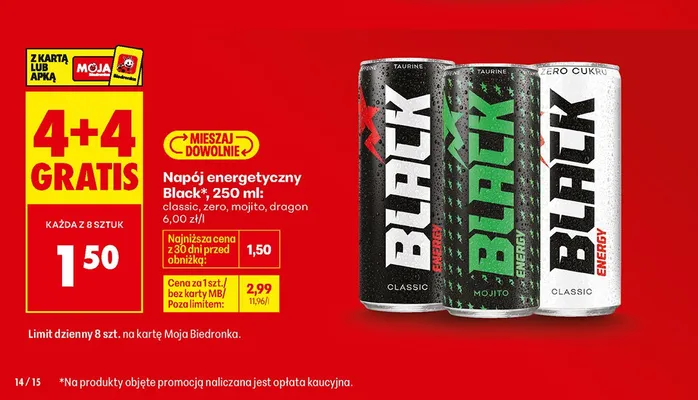 Napój energetyczny Black Zero promocja w Biedronka
