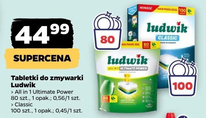 Tabletki do zmywarki Ludwik All in 1 Ultimate Power, Classic promocja w Netto