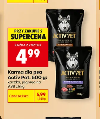 Karma dla psa Activ Pet jagnięcina promocja w Biedronka