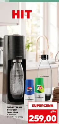 Saturator Sodastream Terra black w zestawie 2 butelki + 2 syropy promocja w Kaufland