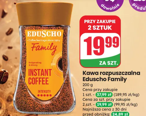 Kawa rozpuszczalna Eduscho Family promocja w Dino