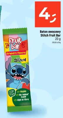 Baton owocowy Disney Stitch Fruit Bar Strawberry flavoured promocja w Dealz