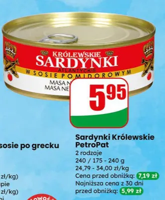 Sardynki Królewskie PetroPat, 2 rodzaje promocja w Dino