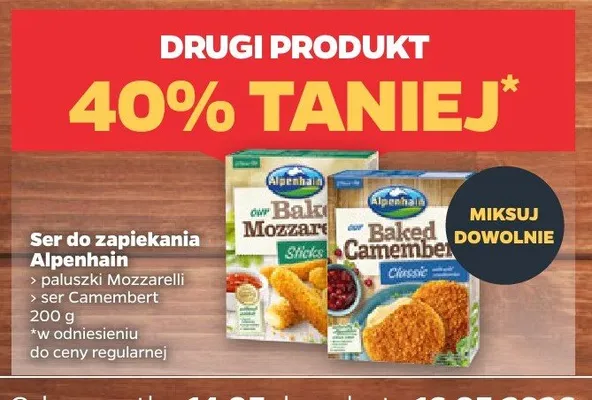 Ser do zapiekania paluszki Mozzarella Alpenhain promocja w Netto