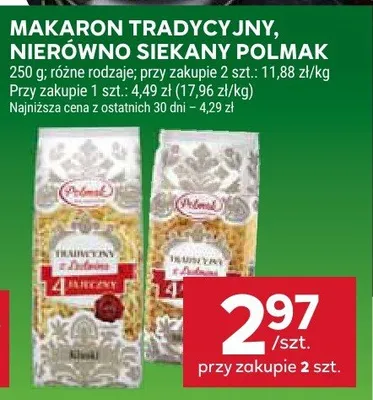 Makaron tradycyjny, nierówno skrojony Polmak promocja w Stokrotka