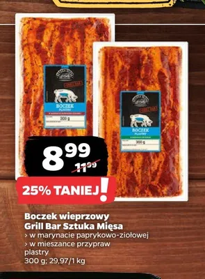 Boczek wieprzowy w marynacie paprykowo-ziołowej Grill Bar Sztuka Mięsa promocja w Netto