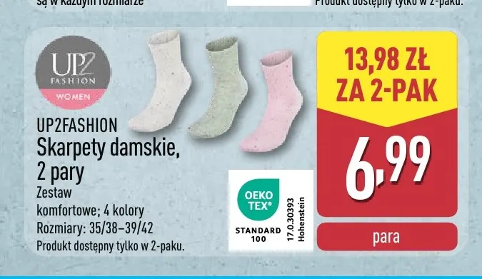 Skarpety damskie 2-pak UP2FASHION promocja w Aldi