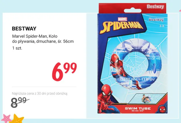 Koło do pływania dmuchane Bestway Marvel Spider-Man śr. 56 cm promocja w Rossmann