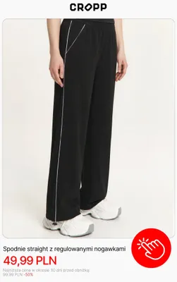Spodnie straight z regulowanymi nogawkami Cropp promocja w Cropp