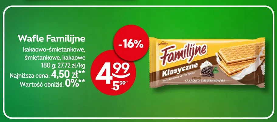 Wafle Familijne kakaowo-śmietankowe promocja w Żabka