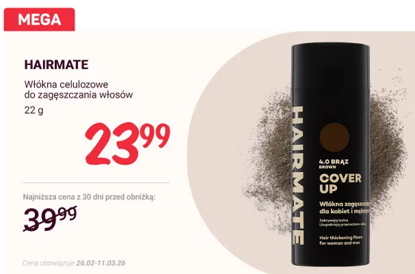 Włókna celulozowe do zagęszczania włosów promocja w Rossmann