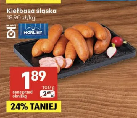 Kiełbasa śląska Morliny promocja w Delikatesy Centrum