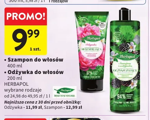 Szampon do włosów oczyszczający Herbapol promocja w Intermarche