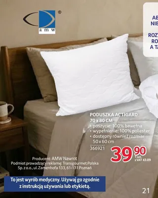 Poduszka Actigard 70 x 80 cm promocja w Selgros