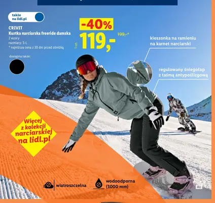 Kurtka narciarska freeride damska Crivit promocja w Lidl