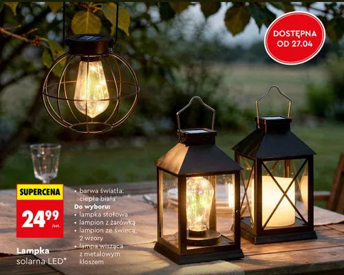 Lampka solarna LED, różne rodzaje promocja w Biedronka