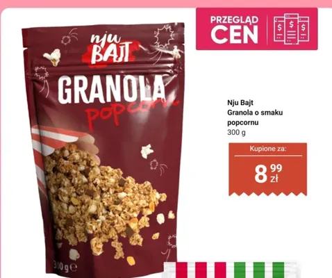 Granola o smaku popcornu Nju Bajt promocja w Dino