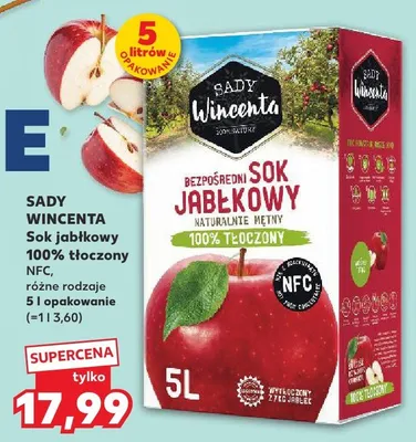 Sok jabłkowy 100% tłoczony NFC, różne rodzaje promocja w Kaufland