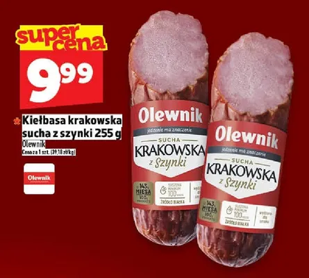 Kiełbasa krakowska sucha z szynki Olewnik promocja w TOPAZ