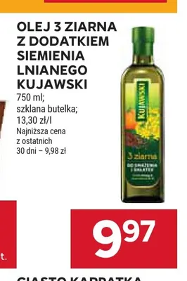 Olej rzepakowy 3 ziarna z dodatkiem siemienia lnianego Kujawski promocja w Stokrotka