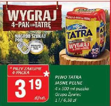 Piwo Tatra Jasne Pełne 4x500ml puszka promocja w Chorten