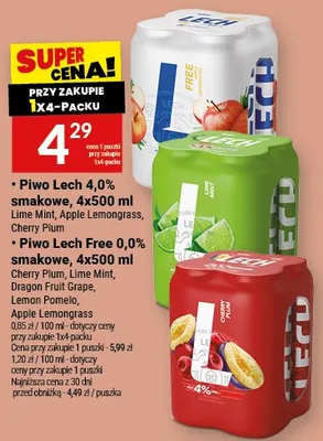 Piwo Lech Free 0,0% smakowe Lime Mint, Dragon Fruit Grape, Lemon Pomelo, Apple Lemongrass promocja w Twój Market