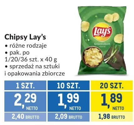 Chipsy Lay's różne rodzaje promocja w Makro
