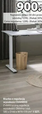 Biurko z regulacją wysokości Svaneke skóra ekologiczna i siatka poliestrowa promocja w Jysk