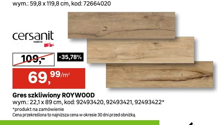 Gres szkliwiony Roywood Cersanit promocja w Leroy Merlin